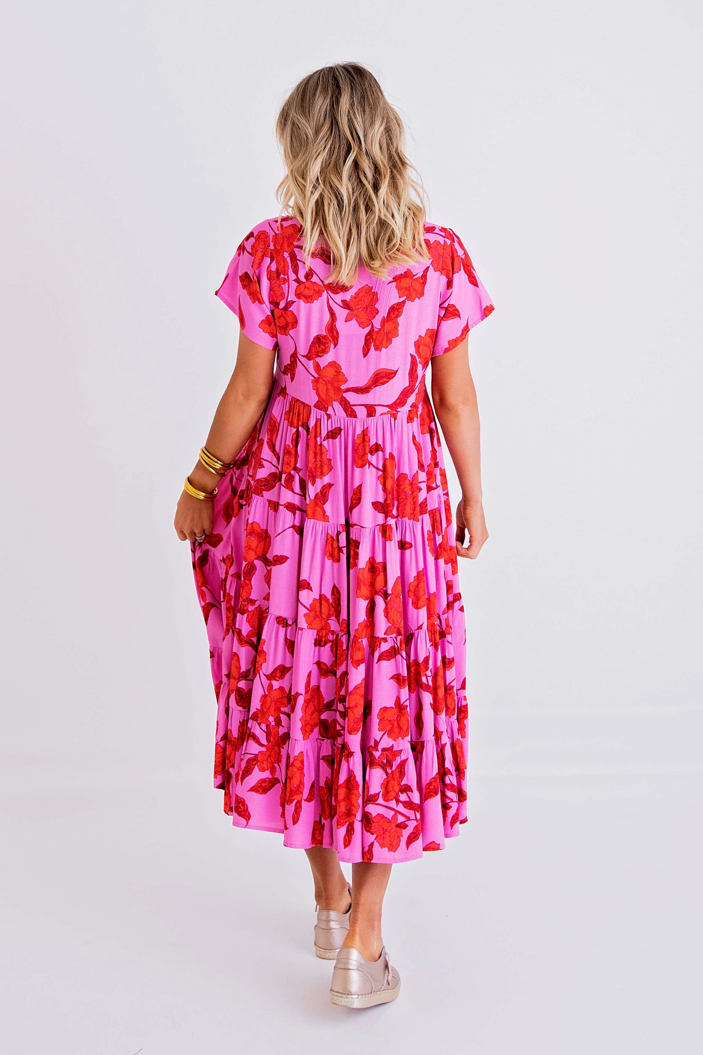 Karlie Floral Midi Tier Dress – Sami Anne Clothing